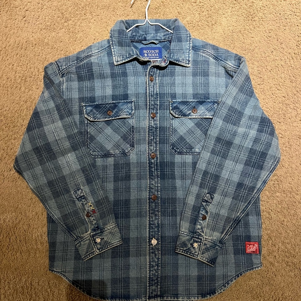 Scotch & Soda Denim Blue Checkered Shirt/Jacket